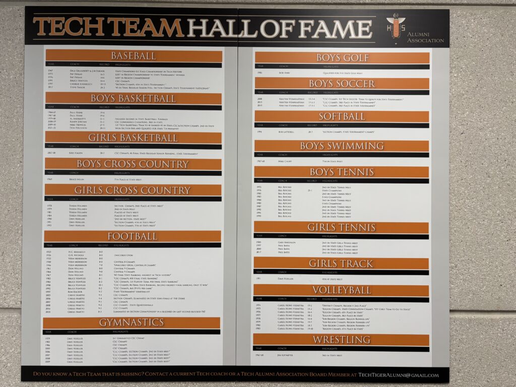 St. Cloud Tech High School Team Hall of Fame Board